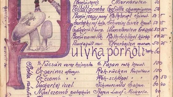 Hungarian antique menu